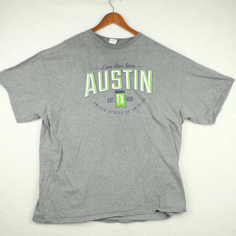 Vintage Mens T Shirt Extra Large Gray Austin Texas Short Sleeve Crew Delta 90s